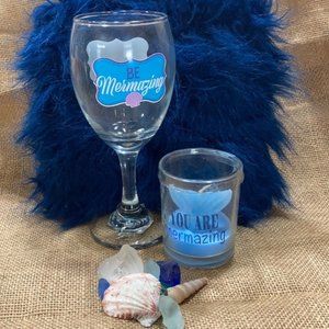 Mermaid You are Mermazing Wine Glass Candle Set